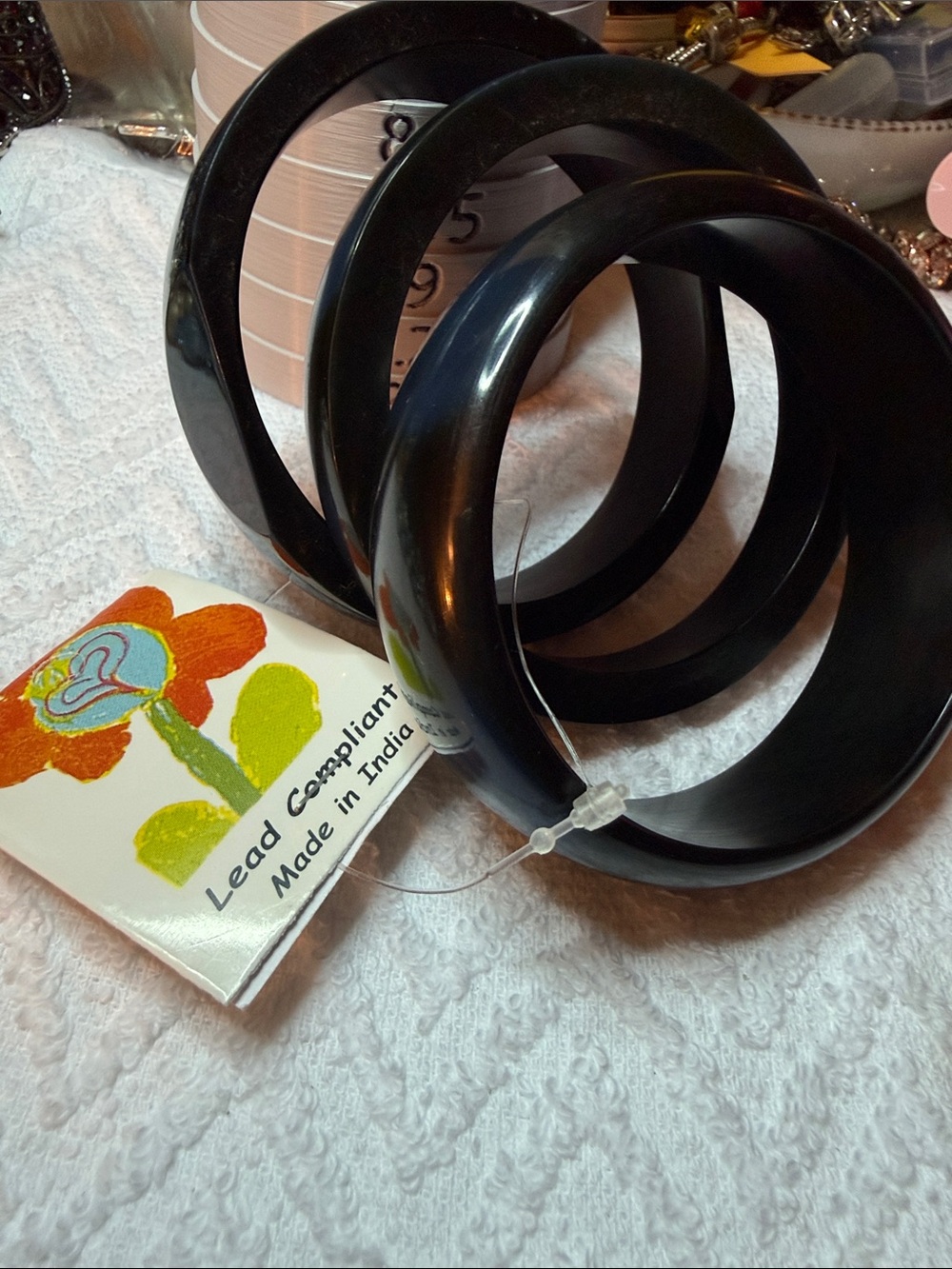 Unbranded Black/Blue Resin Bangle Bracelet Set - Sleek Stackable Style